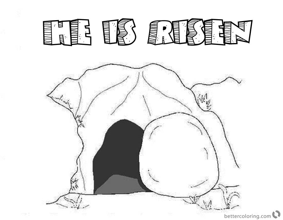 He is Risen Coloring Pages Empty Tomb Drawing printable for free