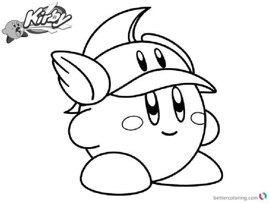 Kirby Coloring Pages Cute Hat printable and free