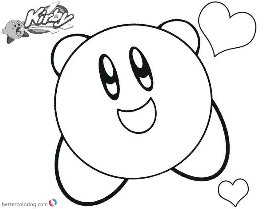 Kirby Coloring Pages Happy Heart printable and free