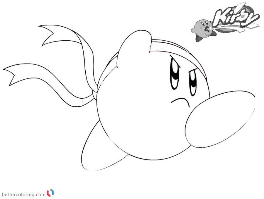 Kirby Coloring Pages Jumping Lineart printable and free