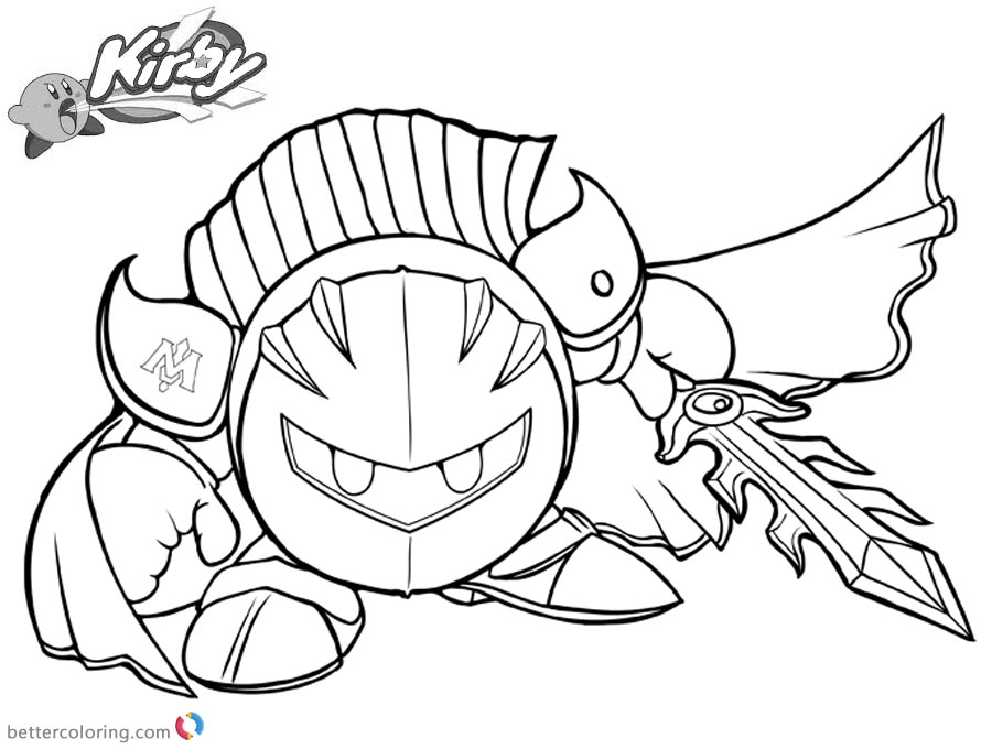 Kirby Coloring Pages Meta Knight by charfade - Free Printable Coloring