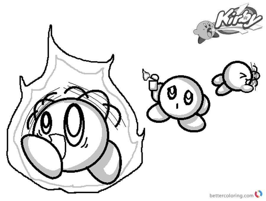Kirby Coloring Pages Picture On Fire Kirby printable and free