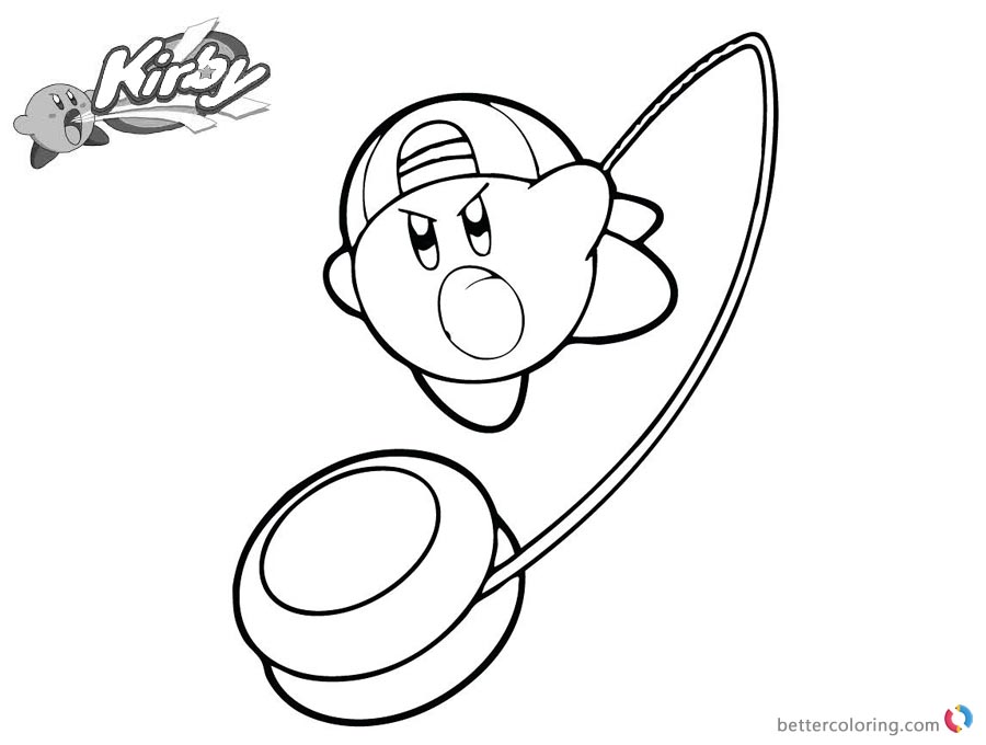 Kirby Coloring Pages Playing YoYo printable and free