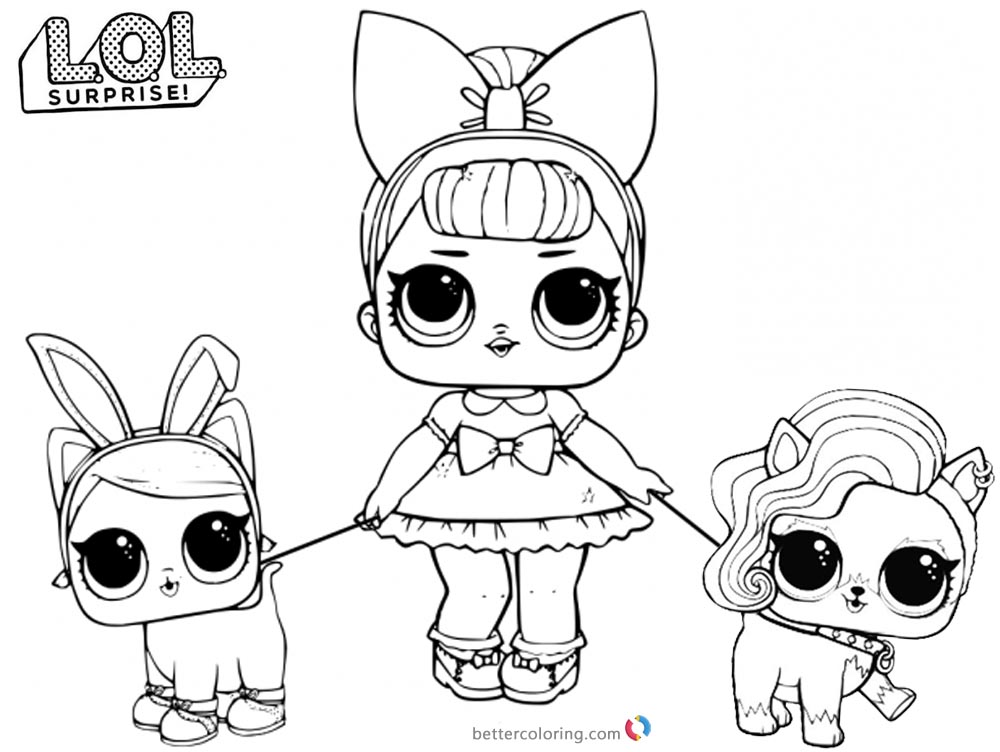 Lol Coloring Pages With Two Pet Dolls Free Printable Coloring Pages