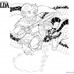 Legend of Zelda Coloring Pages Link Fight with Volvagia