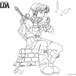 Legend of Zelda Coloring Pages Link Playing Music