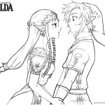 Legend of Zelda Coloring Pages Link and Princess in Love