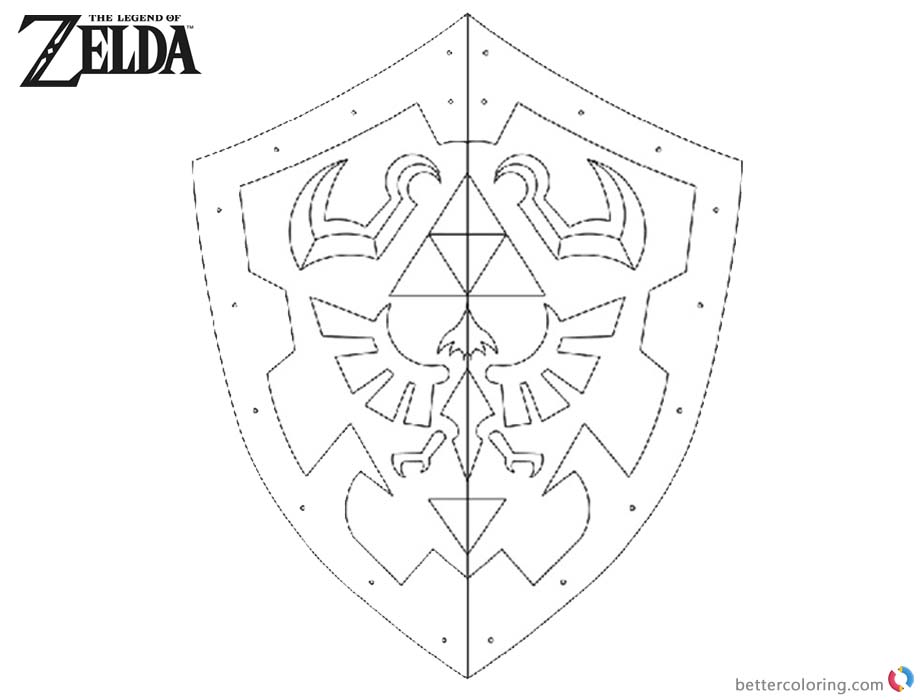 Legend of Zelda Coloring Pages Link’s Shield printable for free