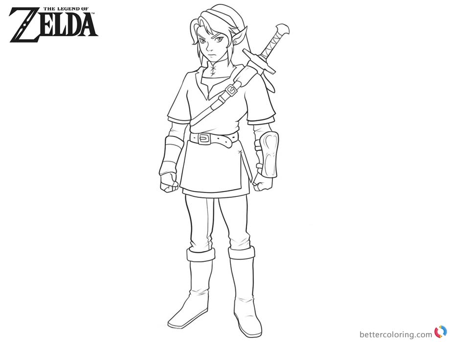 Legend of Zelda Coloring Pages Sword on the Back - Free Printable