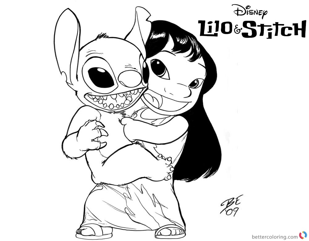 Lilo and Stitch Coloring Pages Characters by bureiku printable and free
