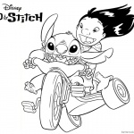 Lilo and Stitch Coloring Pages Cycling
