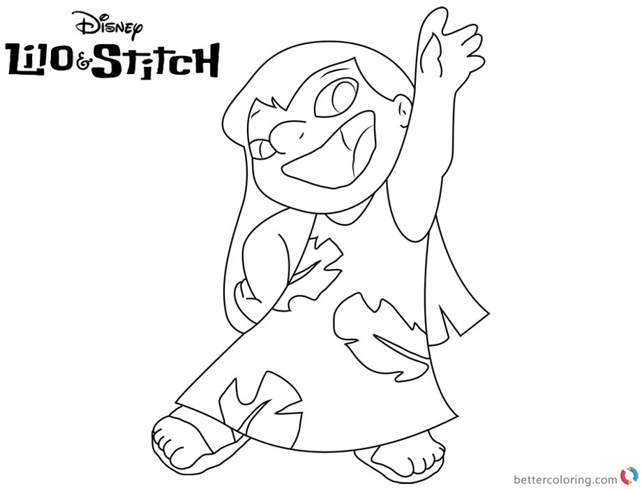 Lilo and Stitch Coloring Pages Dancing Girl printable and free