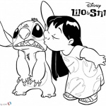 Lilo and Stitch Coloring Pages Lilo kissing Stitch