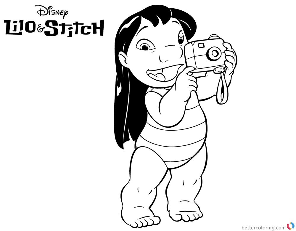 Lilo and Stitch Coloring Pages Lilo with A Camera printable and free