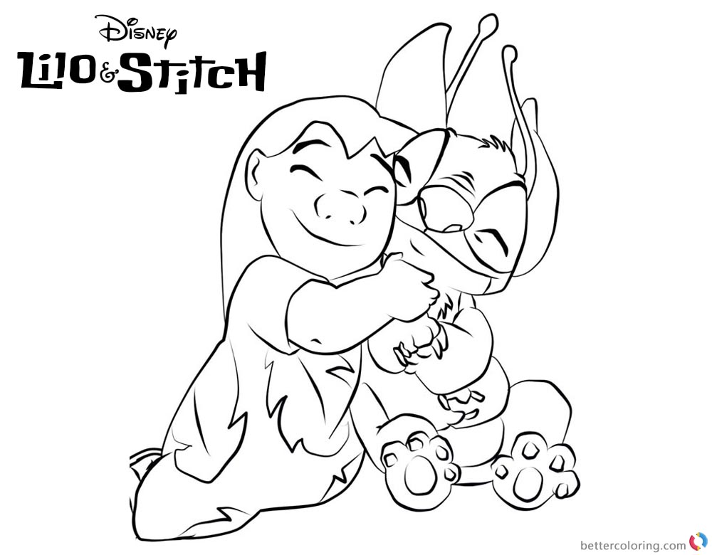Lilo and Stitch Coloring Pages Line Art by nine chances printable and free