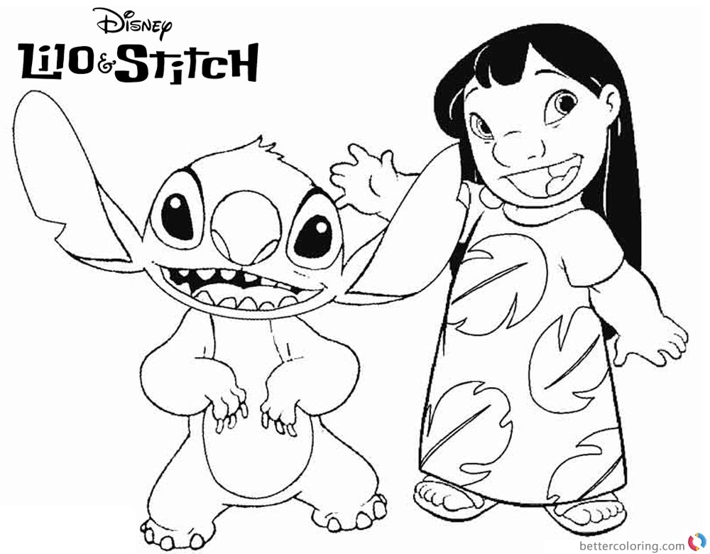 Lilo and Stitch Coloring Pages Say Hi - Free Printable ...