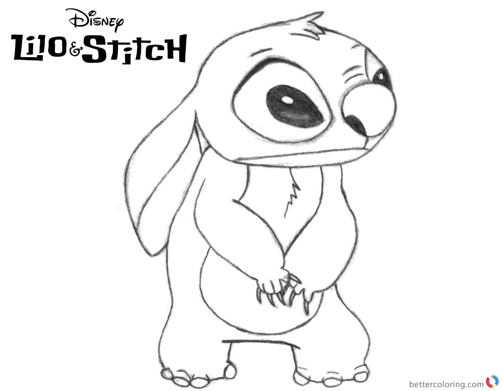 Lilo and Stitch Coloring Pages Troubled Stich printable and free