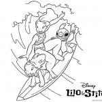 Lilo and Stitch Surfing Coloring Pages Surfing Picture