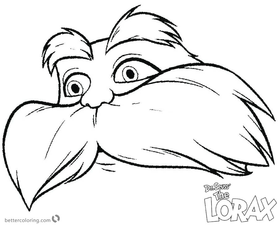 Download Lorax Mustache Coloring Page with Face - Free Printable Coloring Pages