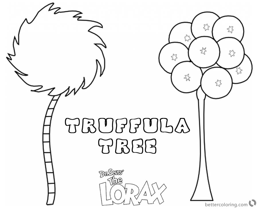 Lorax Tree Coloring Page Truffula Tree Free Printable Coloring Pages