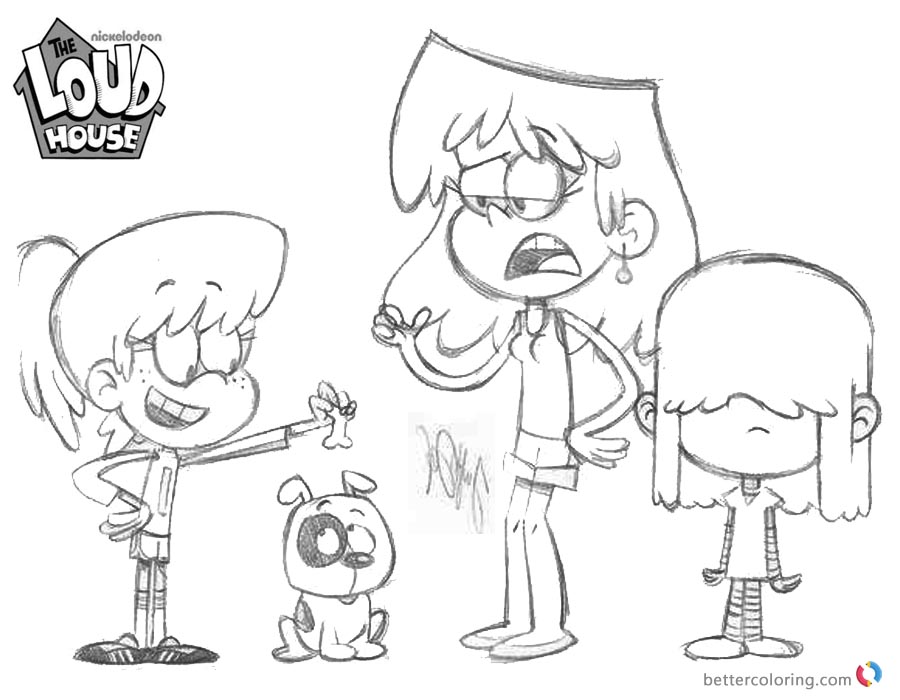 Loud House Coloring Pages Lori Lucy and Lynn printable