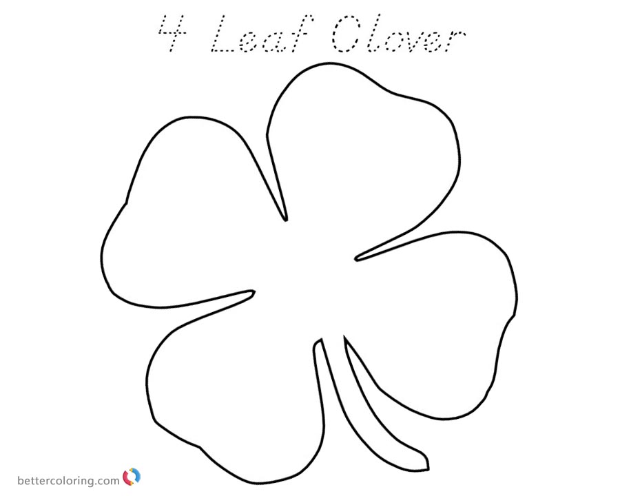 Lucky Four Leaf Clover Coloring Pages - Free Printable Coloring Pages