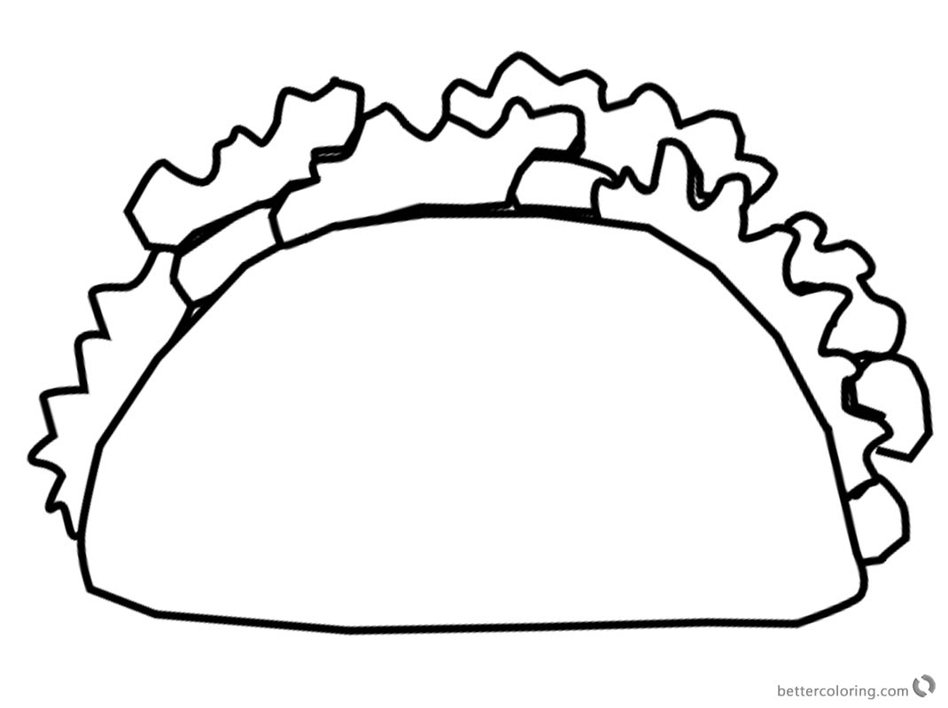 Mexican Taco Coloring Pages Black And White Free Printable Coloring Pages