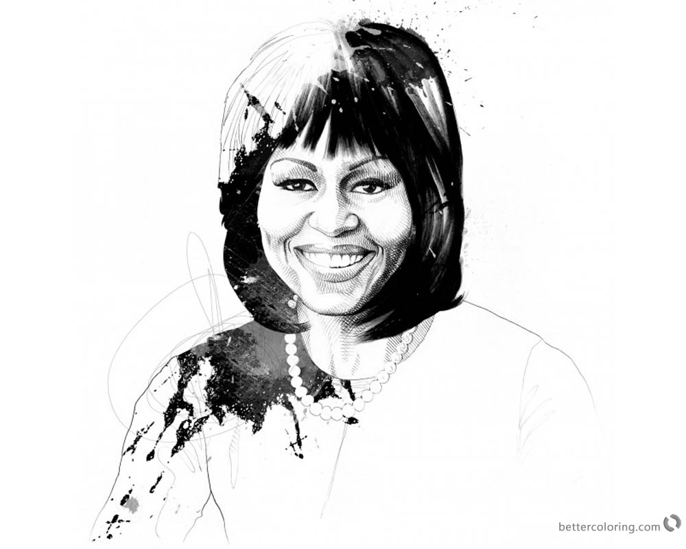 Michelle Obama Coloring Sheet Drawing Coloring Pages