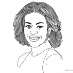 Michelle Obama Coloring Page Lineart