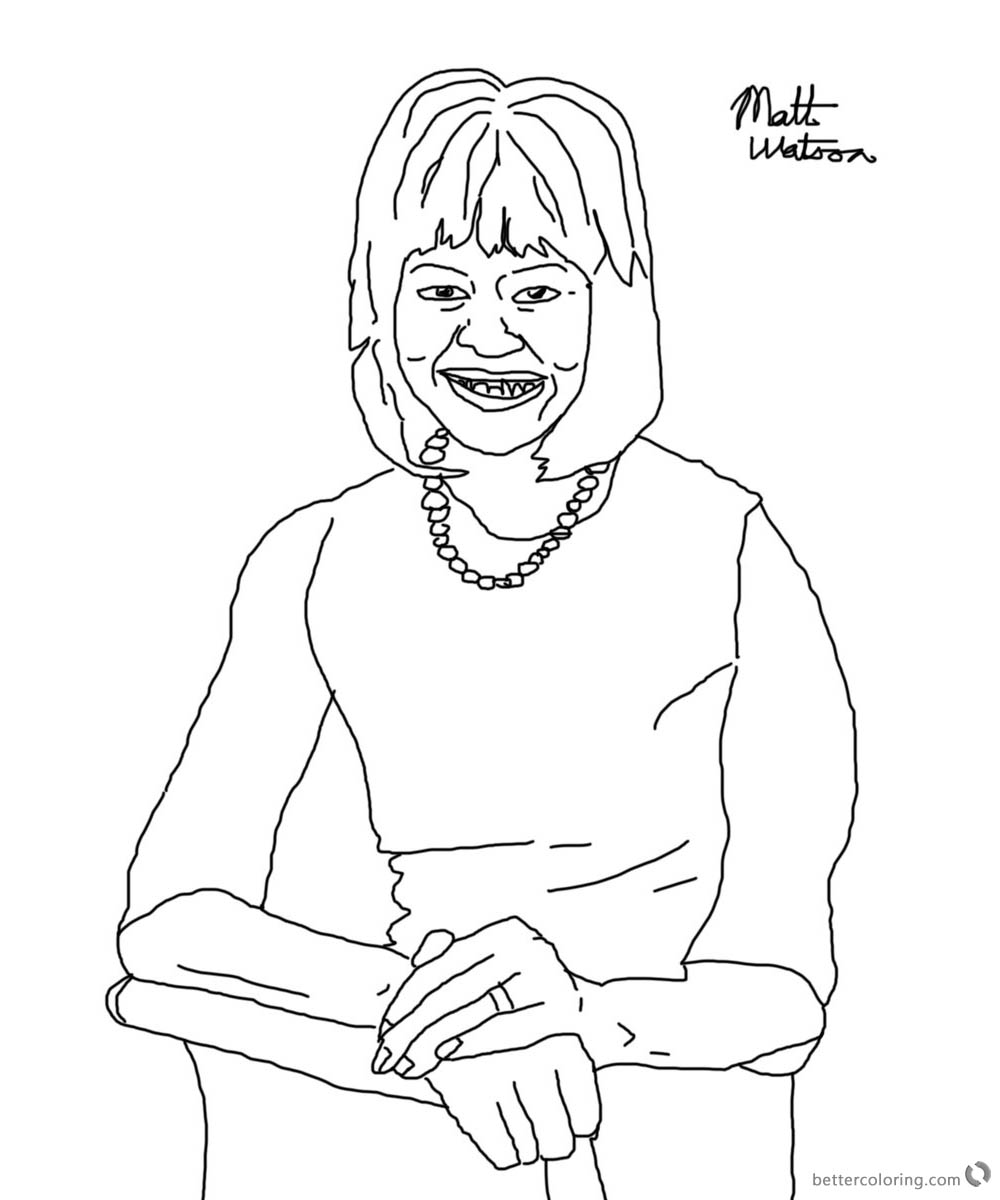 Michelle Obama Coloring Page Sketch printable