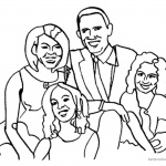 Michelle Obama Coloring Page with Her Family