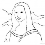 Mona Lisa Coloring Pages Clipart Black and White