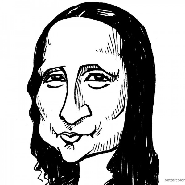 Mona Lisa Coloring Pages Easy How to Draw - Free Printable Coloring Pages