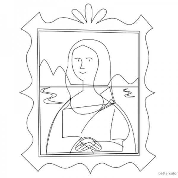 Mona Lisa Coloring Pages Clipart Black and White - Free Printable Coloring Pages