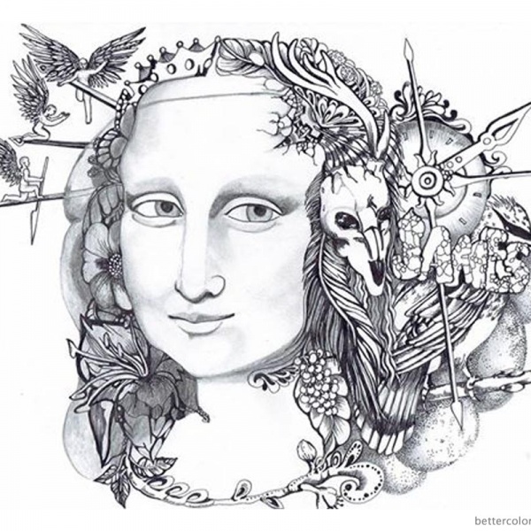 Mona Lisa Coloring Pages Pencil Clipart - Free Printable Coloring Pages