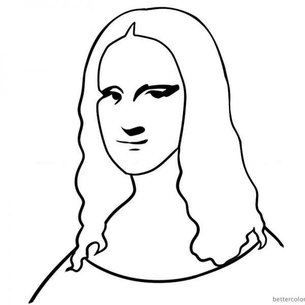 Mona Lisa Coloring Pages Simple Lineart Mona Lisa - Free Printable