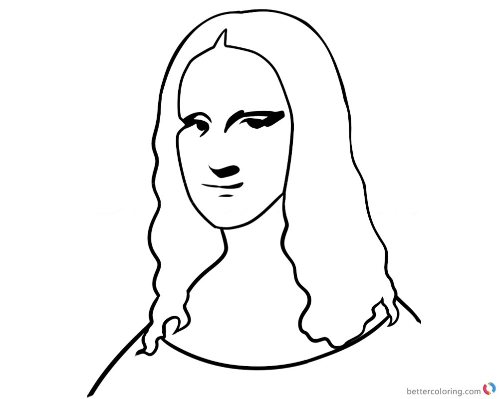 Mona Lisa Coloring Pages Easy How to Draw - Free Printable ...