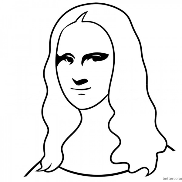 Mona Lisa Coloring Pages Simple Lineart Mona Lisa Free Printable