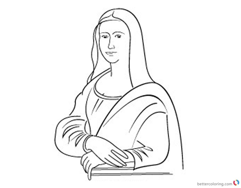 Mona Lisa Coloring Pages Line Art Clipart - Free Printable Coloring Pages