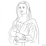 Mona Lisa Coloring Pages Simple Line Art