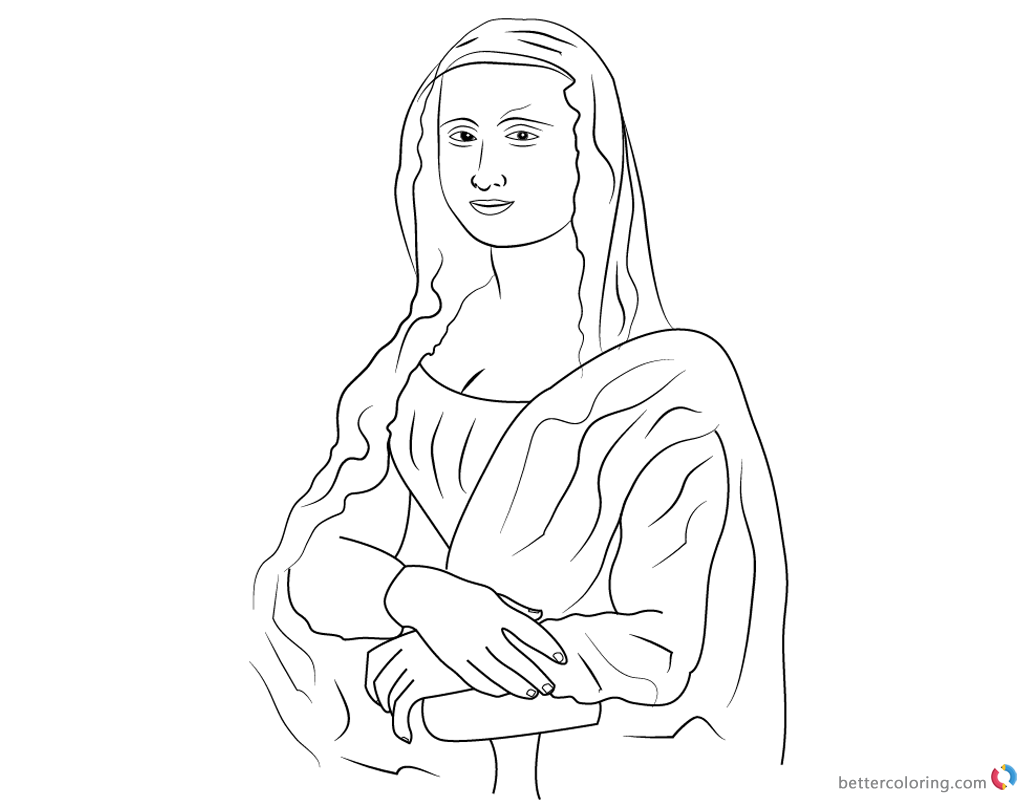 Download Mona Lisa Coloring Pages Simple Line Art - Free Printable ...