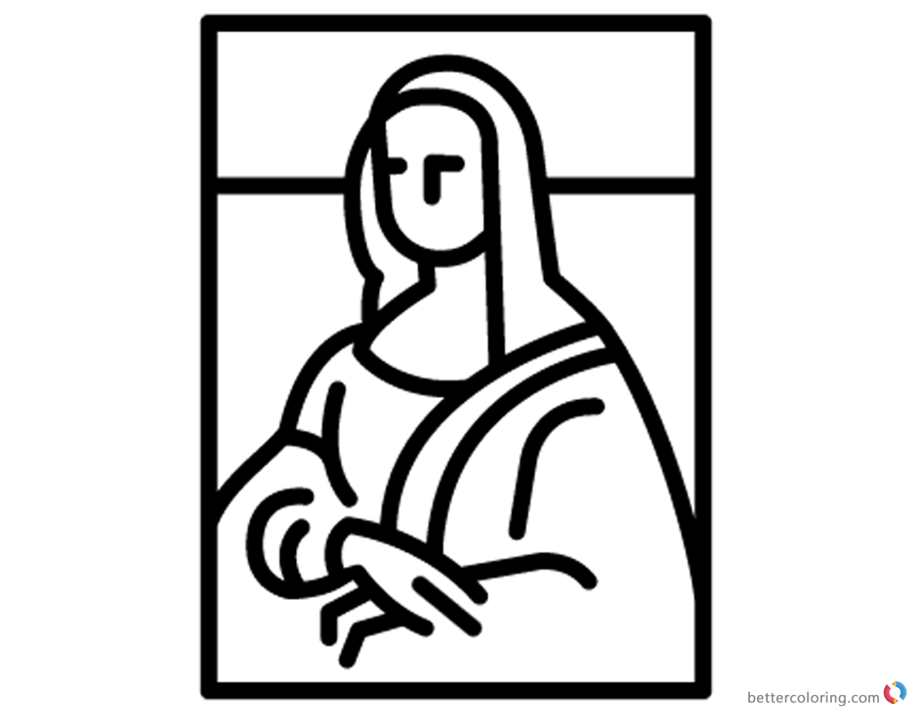 Mona Lisa Coloring Pages Simple Lineart Mona Lisa Free Printable