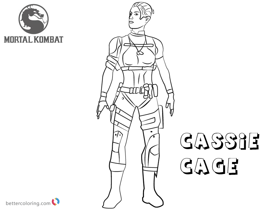 Mortal Kombat coloring pages Cassie Cage free andprintable