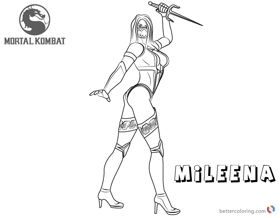 Mortal Kombat coloring pages Mileena free andprintable