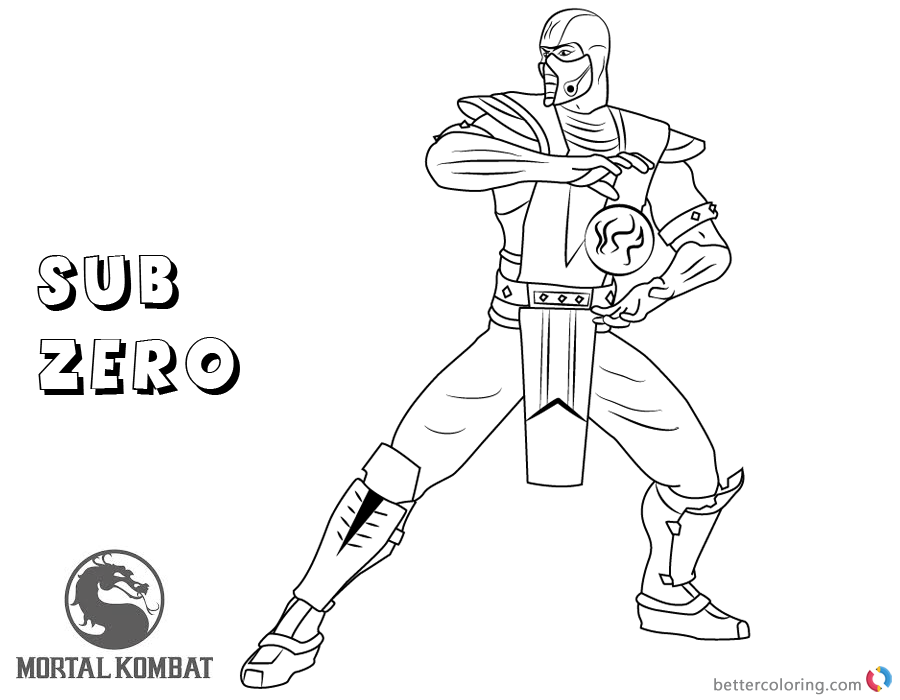 Mortal Kombat Coloring Pages Sub-Zero - Free Printable Coloring Pages