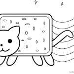 Nyan Cat Coloring Pages Cute Lineart