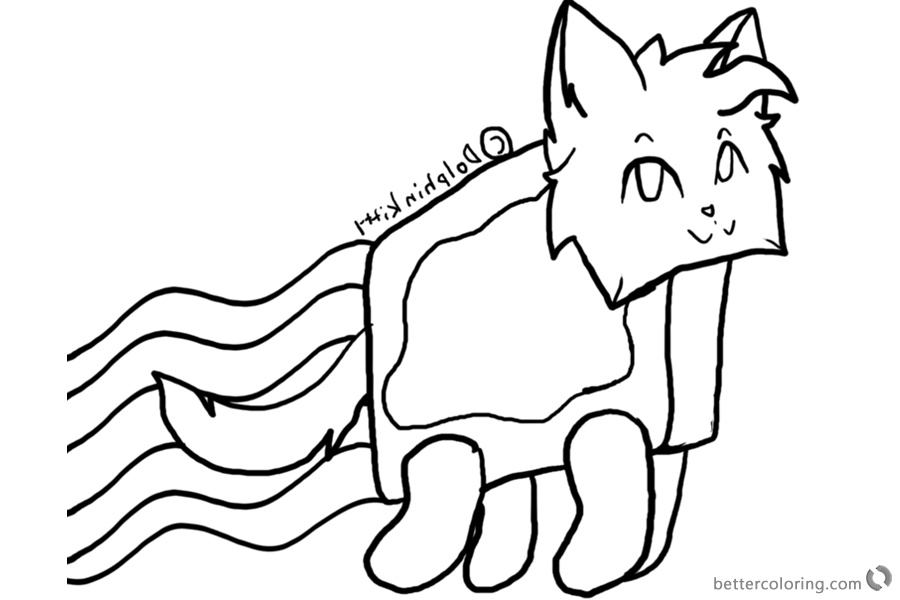 Nyan Cat Coloring Pages Lineart by Dolphinkitty - Free Printable