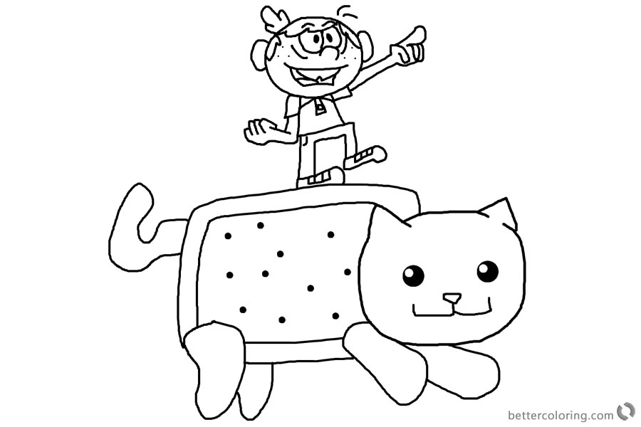 Nyan Cat Coloring Pages and Loud House Lincoln by Greasy-LucarioYun printable