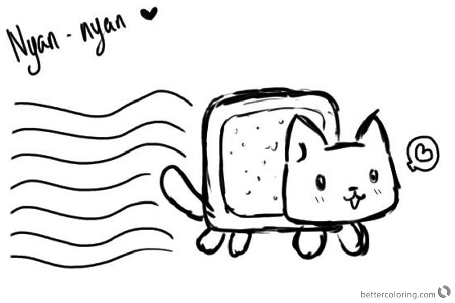 Nyan Cat Coloring pages Black And White - Free Printable Coloring Pages