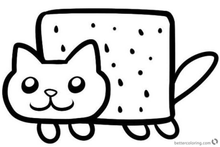 Nyan Cat Coloring pages Simple Clipart - Free Printable Coloring Pages